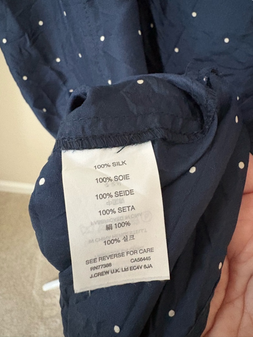 J. Crew Navy Blue Sleeveless Dot-Print Camisole - Picture 4 of 4